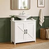 Cerlyunzan Pedestal Sink Storage Cabinet, Farmhouse Under Bathroom Sink Storage Cabinet with 2 Doors and Shelf, Pedestal Sink Organizer, 11.8" D x 23.6" W x 23.6" H, White