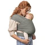 Boba Baby Wrap Carrier - Stretch Cotton Newborn Sling, Grey