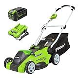 Greenworks 40V 16" Cordless Lawn Mower, Ultra-Light Push Mower with 4.0Ah Battery & Charger(75+ Tool Compatibility, 45Min Runtime)