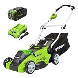 Greenworks 40V 16 in Push Lawn Mower, 4.0 Ah Battery and Charger