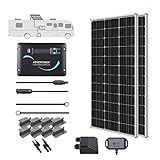 Renogy 200 Watts 12 Volts Monocrystalline RV Solar Panel Kit with Adventurer 30A LCD PWM Charge Controller and Mounting Brackets for RV, Boats, Trailer, Camper, Marine, Off-Grid Solar Power System
