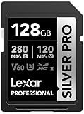 Lexar 128GB Silver PRO SD Memory Card, 280MB/s Read, 4K, V60, U3, UHS-II