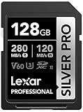 Lexar 128GB Professional SILVER PRO SD Card, UHS-II, C10, U3, V60, Full HD, 4K, Up To 280MB/s Read SDXC Memory Card, for Professional Photographer, Videographer, Enthusiast (LSDSIPR128G-BNNNU)