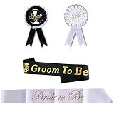 4 Pieces Groom and Bride to Be Sash Bride to Be and Groom to Be Badge for Bachelorette Party Supplies Bridal Shower Decorations