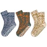 COARVXA 3 Pairs Cute Pilates Grip Socks for Women Vintage Floral Pattern Non Slip Grip Socks Fits US Sizes 5-8 for Yoga, Barre, Barefoot