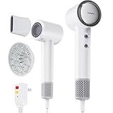 Tideway High-Speed Ionic Hair Dryer – 110,000 RPM Brushless Motor, Fast Drying, Lightweight 1.3lb, 59dB Low Noise, 360° Magnetic Nozzle, 4-Color LED Ring, Smart Temp Control, for All Hair Types