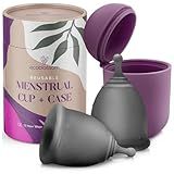 EcoBlossom Reusable Menstrual Cup and Case - The Most Reliable Medical Grade Silicone Period Cups - Comfortably use for 12 Hours (Small/Large (Pack of 2), Gray Cup & Case)