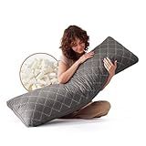 Decroom Memory Foam Body Pillow for Adults, Ultra-Soft Full Body Pillow with Diamond Quilted Cover, Support for Side Sleepers - Machine Washable, 20x54 Inch, Dark Gray