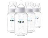 Philips Avent Anti-Colic Baby Bottles, 11oz, with Flow 3 Nipples, 3m+, 4pk, Clear, SCY106/04