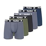 Hurley Men's 5 Pack Boxer Briefs, Grey/Green, X-Large