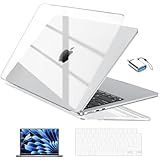 EooCoo Case Compatible with MacBook Air 13 inch M4 2025 2024 2023 2022 M3 M2 A3240 A3113 A2681, Clear Air 13.6" Laptop Hard Shell Case + Keyboard Skin Cover + Screen Protector, Crystal Clear