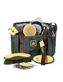 Furrishine Horse Grooming Kit, 9 Piece Grooming Brush Set with Silicone Curry Comb for Bathing & Shedding Pasture Glow
