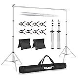 EMART Backdrop Stand 10x7ft(WxH) Photo Studio Adjustable Background Stand Support kit with 2 Crossbars, 8 Clamps, 2 Sandbags and Carry Bag for Parties, Events Decoration, Wedding, Photography -Silver
