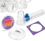 Clear Button Pins Kit with Circle Cutter – 30 Pack 2.3" Inch DIY Custom Pin Buttons, Blank Acrylic Photo Buttons for Creative Projects, Name Tags, Events, Gifts & Custom Design, No Machine Required