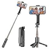 Aourxiv Cell Phone Selfie Stick, Portable Retractable Tripod Holder with Wireless Remote Control, Live Streaming, Video Recording, for Photograph Compatible with iPhone, Android and More