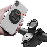 sincetop Bike Phone Mount,Mountain Bicycle Stem Phone Holder,Aluminum Handlebar Cell Phone Clamp,Gravel/MTB/Road E-Bike Cycling Cell Phone Clip,Quick Release Attach/Detach-Black【Series C-1st Gen】