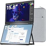 VisionOwl Portable Monitor Dual 15.6 Inch 1080P FHD 107% sRGB Foldable Second Screen, USB-C HDMI HDR Stacked Travel Monitor for Laptop MacBook PC PS5 Xbox, VESA Mountable, Built-in Kickstand