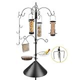 Deluxe Bird Feeding Station Kit Bird Feeder Pole with Squirrel Baffle, Suet Cage, Bath Tray for Planter Hanger - Wildlife-Friendly Design