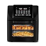 Gourmia Air Fryer Toaster Oven Combo - All-in-One 14-Quart Digital Air Fryer Toaster Oven with Rotisserie & Dehydrator – 12 Presets, Guided Cooking Prompts, 1750W, Dishwasher-Safe Accessories