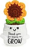 MBL Sunflower Valentines for Teacher Women - Thank You Appreciation Emotional Inspirational Support Crochet Sunflowers Gifts Valentine's Day for Teachers Men Coworker Boss Lady Friend Retirement
