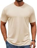 COOFANDY Men's Casual Shirts T Shirts for Man Short Sleeve Summer Shirts Beige
