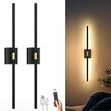 iThird Battery Operated Wall Sconces Set of 2, 10000mAh, Black