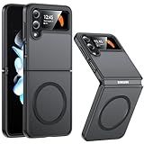FNDMIL NO.1 Magnetic for Samsung Galaxy Z Flip 4 Case with MagSafe [Translucent Matte] [Anti-Fingerprint][Military Shockproof] Slim Hard Case with Silicone for Samsung Flip 4 Case,Black