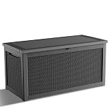 KFY 320 Gallon Deck Box Waterproof Outdoor Storage UV Resistant Black