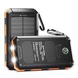 YELOMIN 38800mAh Solar Power Bank, Portable Charger USB-C Fast Charging Compatible with iPhone Samsung, Dual LED Flashlight Battery Pack, 3 Output Backup Charger for Camping Hiking Outdoor Emergency