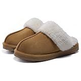 Litfun Fuzzy Memory Foam Slippers for Women Indoor Outdoor House Shoes