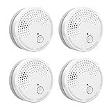 4 Pack Smoke Detector Fire Alarms 9V Battery Operated Photoelectric Sensor Smoke Alarms Easy to Install with Light Sound Warning, Test Button,9V Battery Included Fire Safety for Home Hotel(912-4)