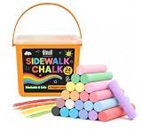 24 PCS Sidewalk Chalk for Kids - 13 Colors Chalk Bucket -Non-Toxic Washable
