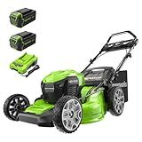 Greenworks 40V 21" Brushless Cordless (Smart Pace / Self-Propelled) Lawn Mower (75+ Compatible Tools), (2) 4.0Ah Batteries and Charger Included