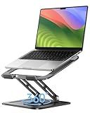 LOXP Adjustable Laptop Stand, Computer Stand with 360 Rotating Base, Ergonomic Laptop Riser Mount for Desk Foldable Protable Computer Desk Fits with MacBook Pro Air (10-16") - Black