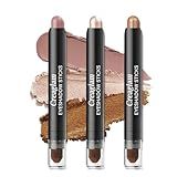 Eyeshadow Stick 3Pcs Set, Waterproof & Crease-Proof, Easy Blendable Makeup Pencil for Beginners, Color Includes Matte Dusty Pink & Shimmer Peach & Fenugreek, 1.9g Each Stick