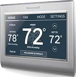 Honeywell Home RTH9585WF Wi-Fi Smart Color Thermostat, 7 Day Programmable, Touch Screen, Energy Star, Alexa Ready, C-Wire Required, Not Compatible with Line Volt Heating Gray
