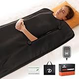 IKRUTO Infrared Sauna Blanket for Home - PU Portable Sauna Blanket for Detox & Relaxation 86℉-176℉ Adjustable, 60 Min Timer, Body Blanket with 5 pcs Detox Wrap & Portable Carring Bag at Home Sauna