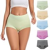 ALLBASE womens Cotton Underwear Ladies High Waisted Full Coverage Stretch Postpartum Panties Pack of 5