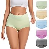 ALLBASE womens Cotton Underwear Ladies High Waisted Full Coverage Stretch Postpartum Panties Pack of 5