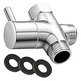 G1/2" Shower Head Diverter Valve, Solid Brass Shower Arm Diverter Valve for Hand Held Showerhead and Fixed Spray Head, 20mm Diameter 3-Way Universal Shower System Replacement Part (Chrome Finish)