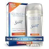 Secret Clinical Strength Antiperspirant Deodorant for Women, Stress Response, 3X Stress Protection, 72hr Sweat & Odor Protection, PH Balancing Minerals, Invisible Solid, 2.6 oz