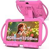 RUIQIAI 2026 Kids Tablet, Android 12 Tablet for Kids 7 inch, 4+32GB ROM(1TB Expand), Toddler with Parental Control, BT, WiFi, Dual Camera, Shockproof Case, Kids APP Preinstalled, Education(Pink)