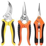 EWPJDK 3-Pack Stainless Steel Pruning Shears, Pruning Snips and Clippers for Gardening
