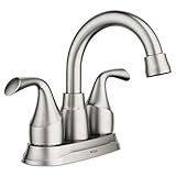 Moen Idora Spot Resist Brushed Nickel Two-Handle Centerset Bathroom Sink Faucet with Drain Assembly, 84115SRN