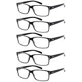 NORPERWIS Reading Glasses 5 Pairs Quality Readers Spring Hinge Glasses for Reading for Men and Women (5BLACK, 2.00)