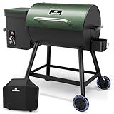 DAMNISS Electric Wood Pellet Smoker Grill 8 In 1 BBQ Grills for Outdoor Grill with Auto Feed & PID Temperature Control (180-450°F) and Rain Cover 456 Sq.In Cook Area for Backyard New House Gifts