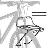 Bike Front Rack - Front Bicycle Cargo Rack with Struts - Front Mount Aluminium Pizza Rack Bike Rack for Mountain, Gravel,Touring Bikes
