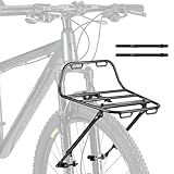 Bike Front Rack - Front Bicycle Cargo Rack with Struts - Front Mount Aluminium Pizza Rack Bike Rack for Mountain, Gravel,Touring Bikes