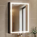 Spliceable Modular LED Lighted Bathroom Medicine Cabinet Mirror with Anti-Fog Aluminum Frame, Adjustable Lighting, Built-in Sockets & USB Ports – Wall Mounted (Right Hinge, 28" L x 20" W)