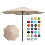 JEAREY 9FT Outdoor Patio Umbrella, Market Umbrella, Beige